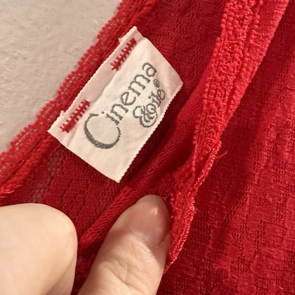 Vintage Cinema Etoile Red Lace and Satin Maxi Slip Nightgown‎ Size Small
